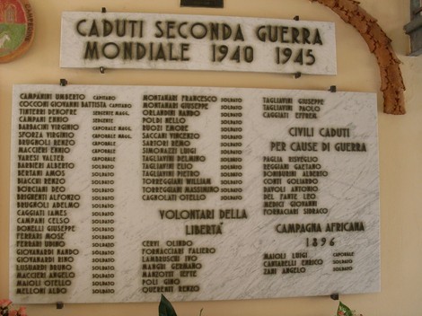 Lapidi commemorative dei caduti di Campegine nella Seconda Guerra Mondiale, in ricordo di valorosi soldati.