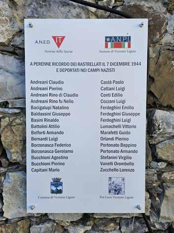 Targhe commemorative a Piazza del Popolo, dedicate a rasiastretti e deportati nei campi nazisti.