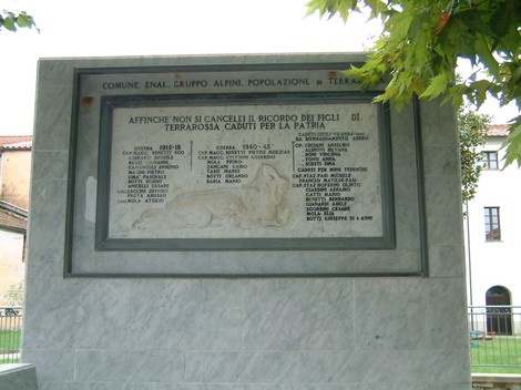 Monumento ai caduti di Terrarossa, in memoria dei figli che hanno sacrificato la vita per la patria.