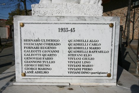 Monumento dei caduti di Capezzano, dedicato ai soldati e ai partigiani che hanno sacrificato la loro vita.