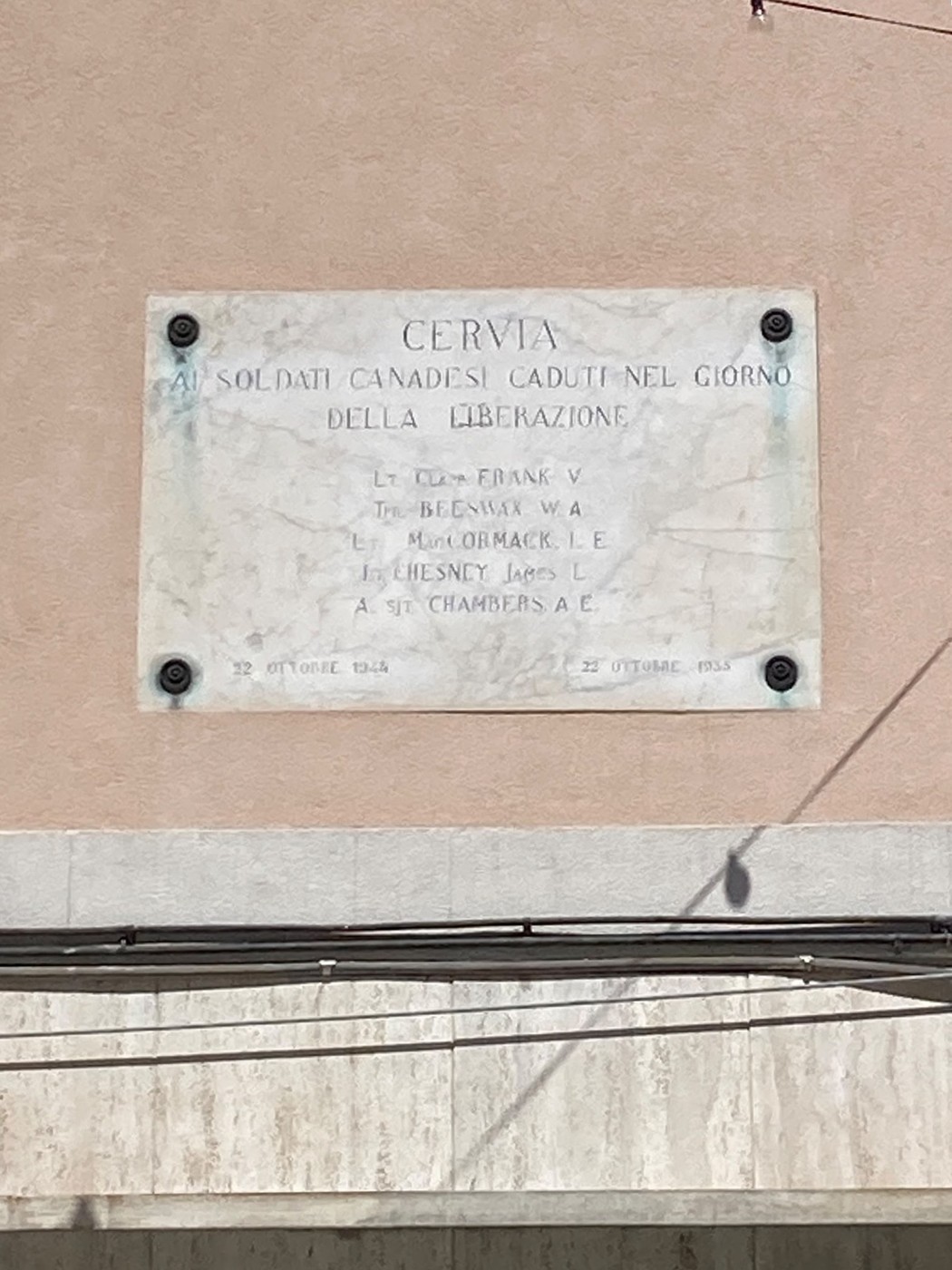 Lapide ai Caduti canadesi, Comune di Cervia (RA), foto 1