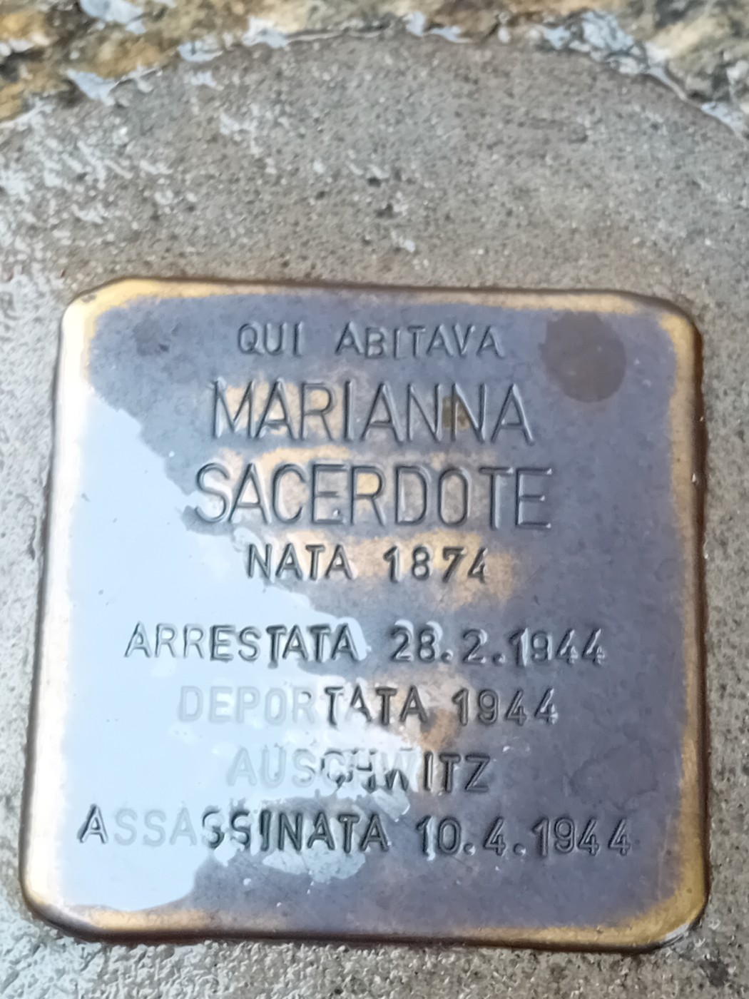 Pietra d'inciampo a Sacerdote Marianna, Comune di Torino (TO), foto 1