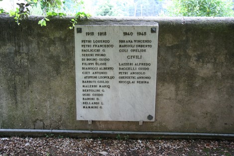Lapide commemorativa dei caduti di Rigoli, in memoria dei cittadini nei conflitti mondiali.