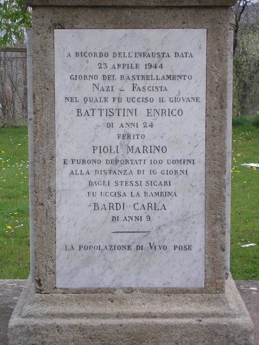 Monumento commemorativo ai caduti e deportati, a ricordo degli eventi tragici del 23 aprile 1944.