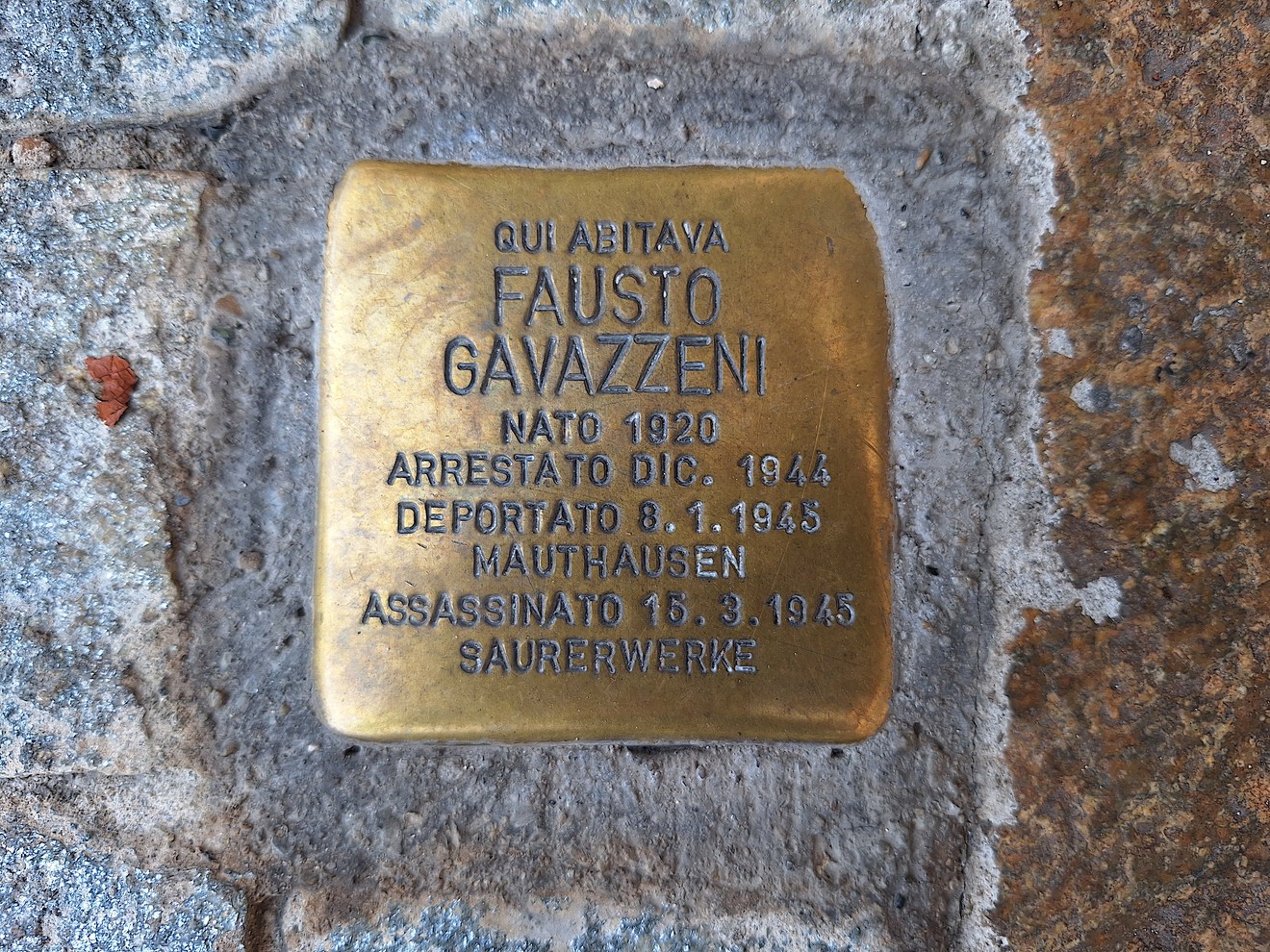 Pietra d'inciampo a Gavazzeni, Comune di Torino (TO), foto 1