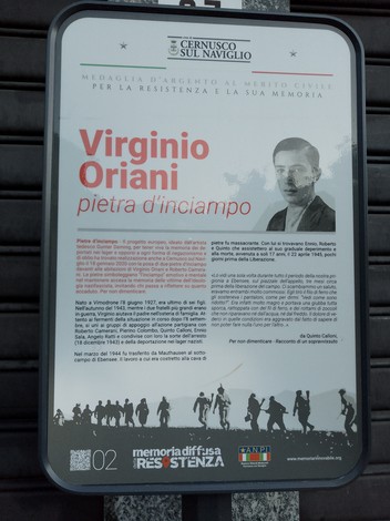 Pietra d'inciampo dedicata a Virginio Oriani, simbolo della memoria storica e della resistenza.
