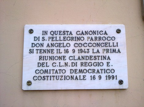 Lapide commemorativa della prima riunione del Comitato di Liberazione Nazionale, Reggio Emilia, 16 settembre 1943.