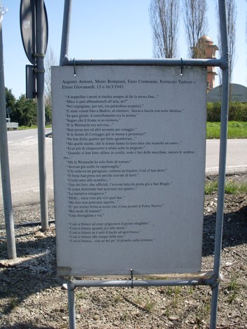 Monumento in memoria di Bompani e altri, dedicato ai caduti, con informazioni storiche e commemorative.