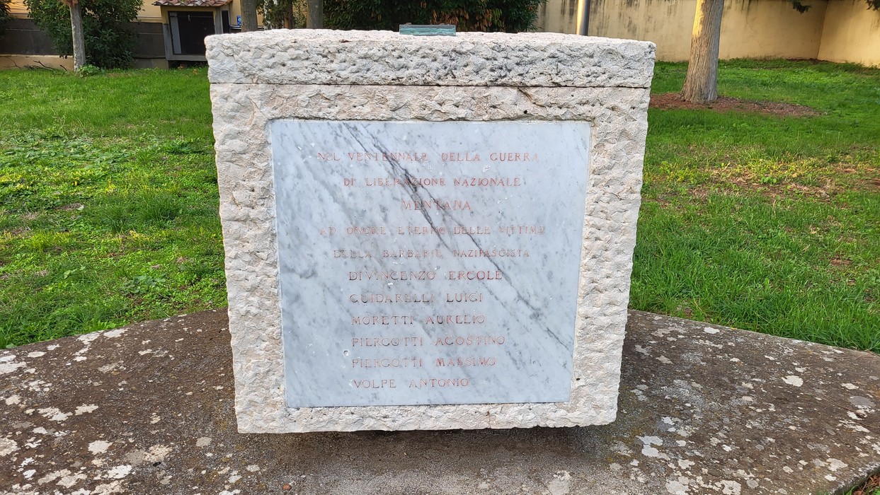 Monumento in memoria delle vittime mentanesi del nazifascismo, simbolo di commemorazione e riflessione storica.