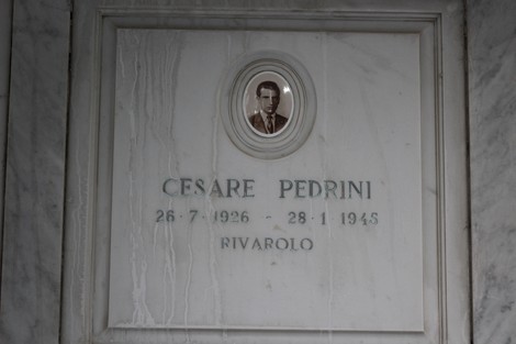 Sacrario dei partigiani di Torbella, commemorazione di Cesare Pedrini con foto e date di nascita e morte.