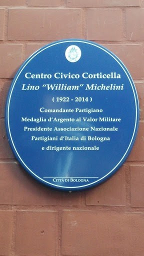 Targa commemorativa di Lino William Michelini, partigiano e dirigente nazionale a Bologna.