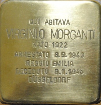 Pietra d'inciampo dedicata a Virginio Morganti, vittima della persecuzione durante il regime nazista.