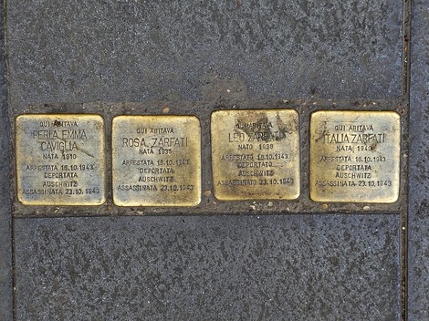 Pietre d'inciampo dedicate alla famiglia Caviglia - Zarfati, commemorazione di vittime della Shoah.