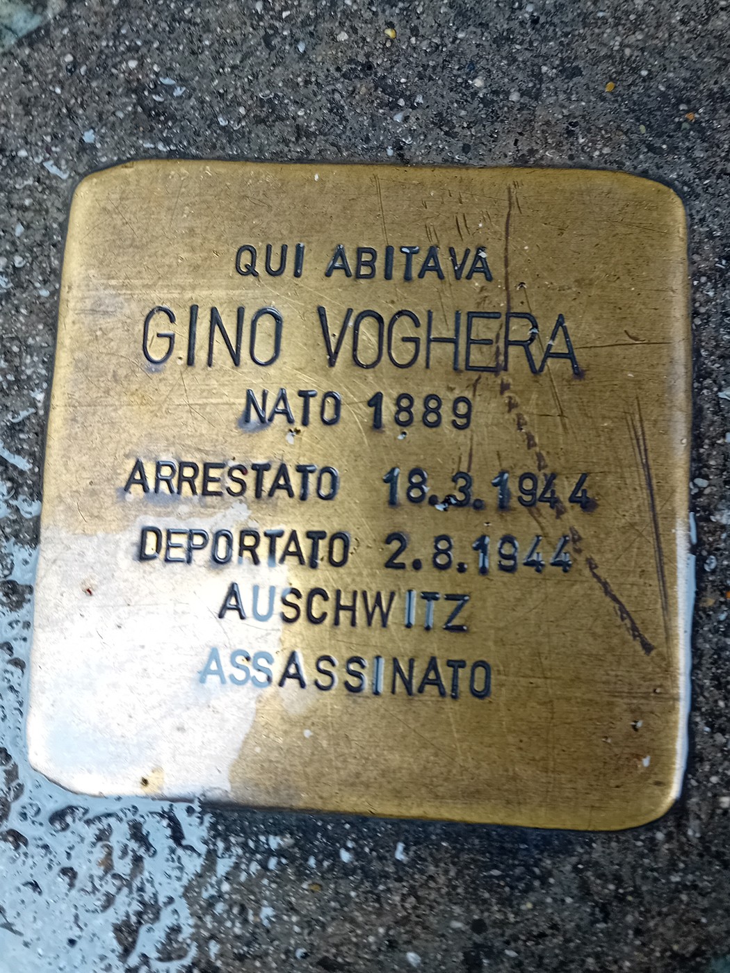 Pietra d'inciampo a Voghera, Comune di Torino (TO), foto 1