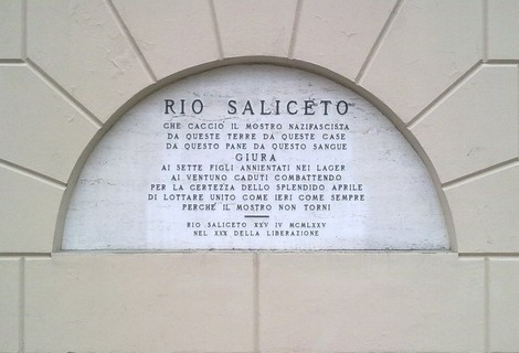 Lapide commemorativa per il trentesimo anniversario della Liberazione di Rio Saliceto.