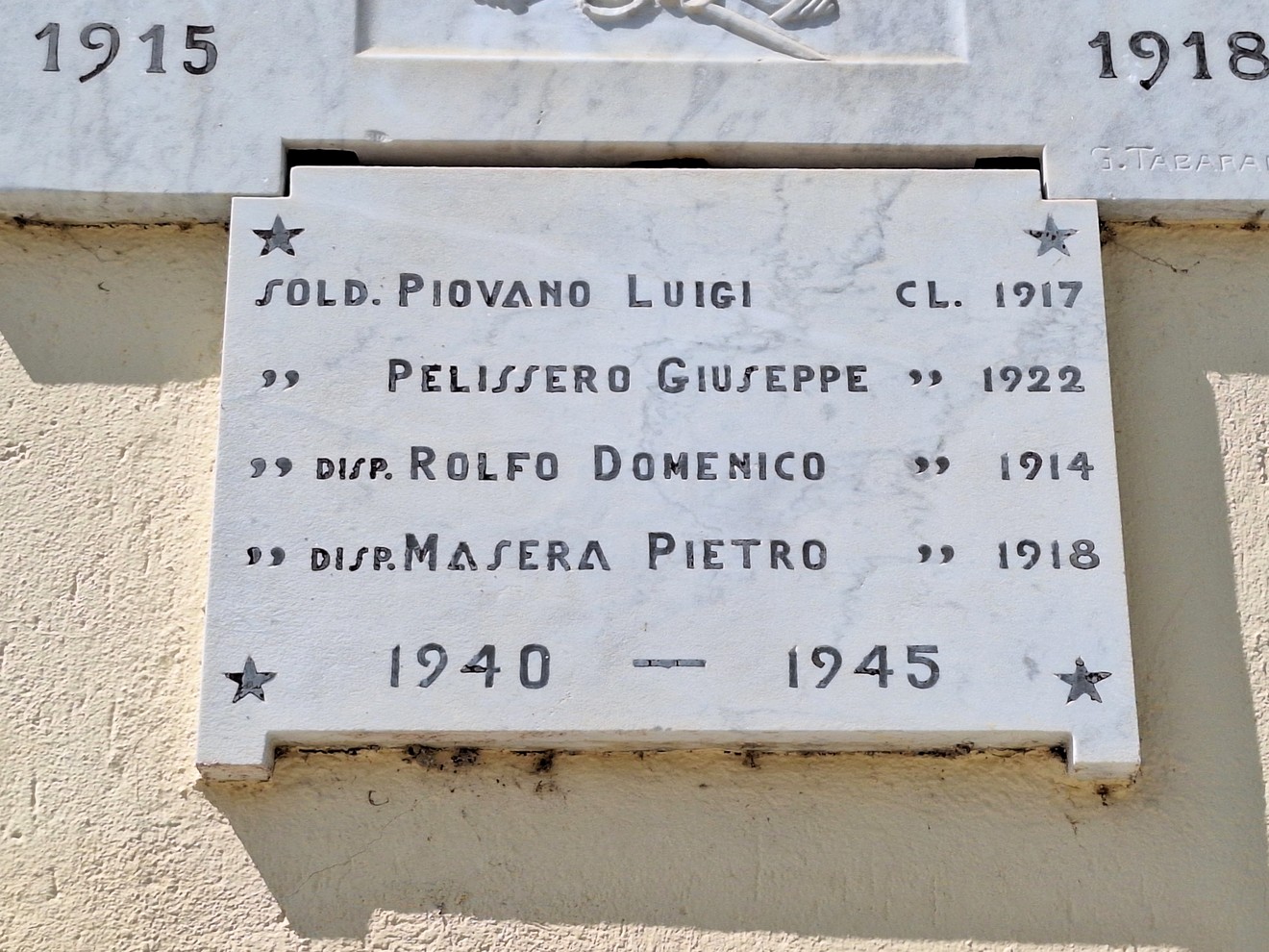Lapide ai caduti 1940-1945, Comune di Pino Torinese (TO), foto 1