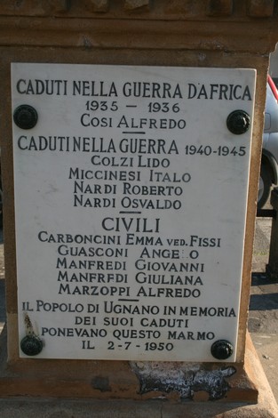 Monumento ai caduti di Ugnano, dedicato ai soldati e civili delle guerre mondiali e della guerra d'Africa.