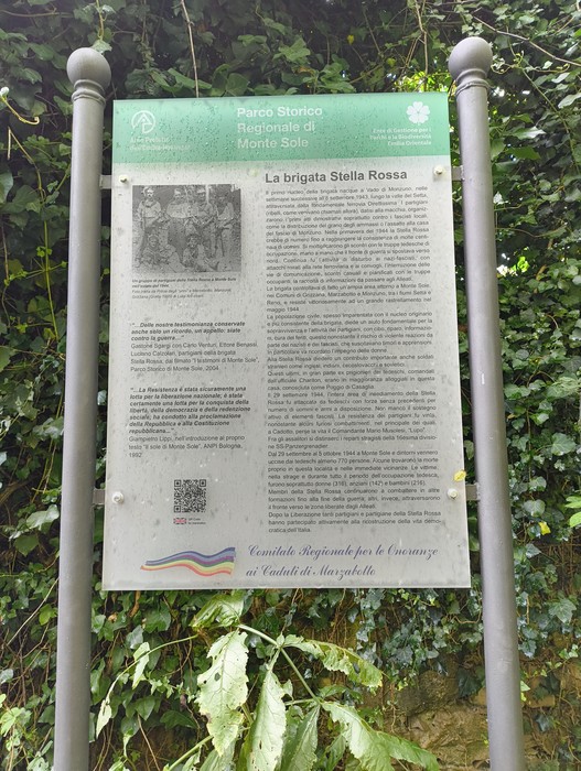 Murale che commemora la Brigata Stella Rossa, simbolo di resistenza e memoria storica.
